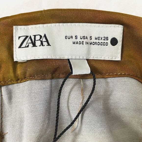 Zara Satin Effect Geometric Pants Womens Size Small Multicolor Wide Leg Flaws - Picture 8 of 16